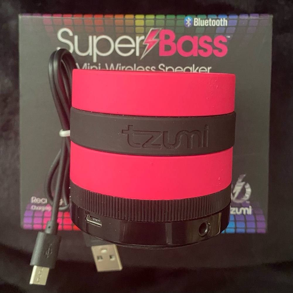 Tzumi Super Bass Mini-Wireless Bluetooth Speaker | Hot Pink